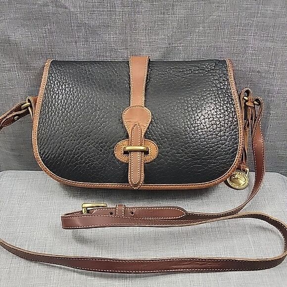 Dooney & Bourke Vintage Pebbled Leather Black Equestrian Cross-body Shoulder Bag - Picture 2 of 15